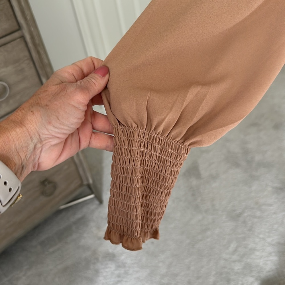 Express Camel Button Down Blouse - image 6